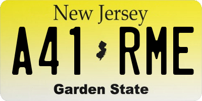 NJ license plate A41RME