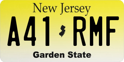 NJ license plate A41RMF