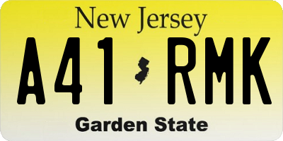 NJ license plate A41RMK