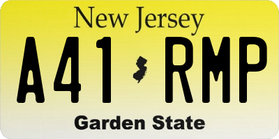 NJ license plate A41RMP