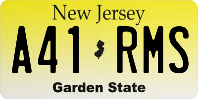 NJ license plate A41RMS