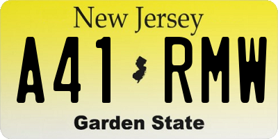 NJ license plate A41RMW