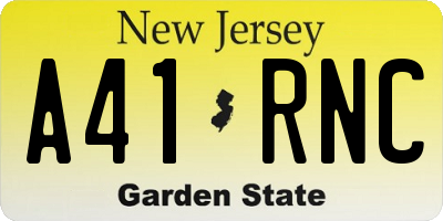 NJ license plate A41RNC