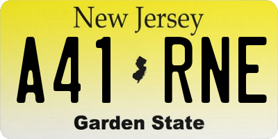 NJ license plate A41RNE
