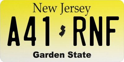 NJ license plate A41RNF