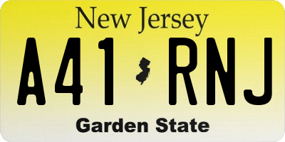 NJ license plate A41RNJ