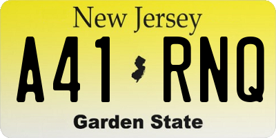 NJ license plate A41RNQ
