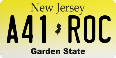 NJ license plate A41ROC
