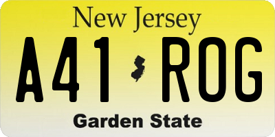 NJ license plate A41ROG
