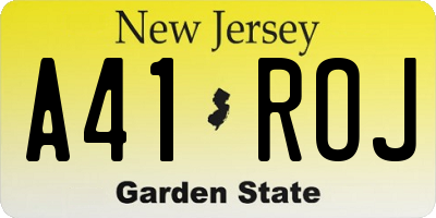 NJ license plate A41ROJ