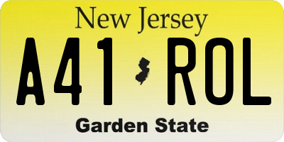 NJ license plate A41ROL