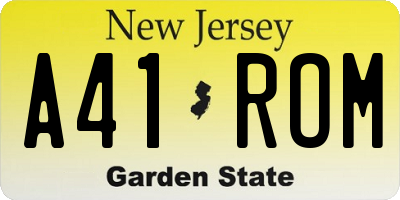 NJ license plate A41ROM