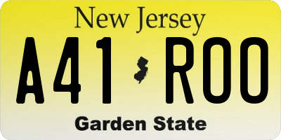 NJ license plate A41ROO
