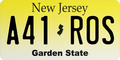 NJ license plate A41ROS