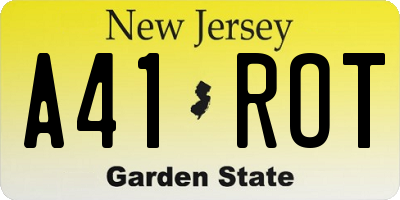 NJ license plate A41ROT