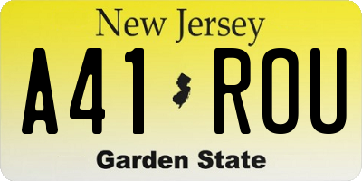 NJ license plate A41ROU
