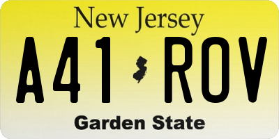 NJ license plate A41ROV