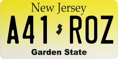 NJ license plate A41ROZ