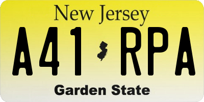 NJ license plate A41RPA