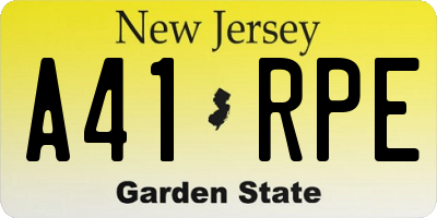 NJ license plate A41RPE