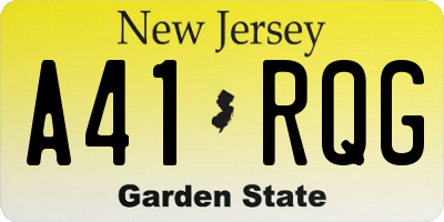 NJ license plate A41RQG