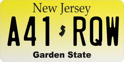 NJ license plate A41RQW