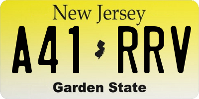 NJ license plate A41RRV