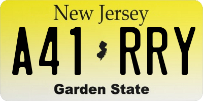 NJ license plate A41RRY