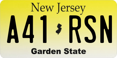 NJ license plate A41RSN