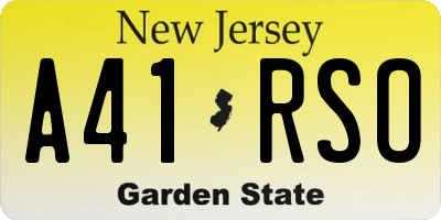 NJ license plate A41RSO