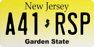 NJ license plate A41RSP