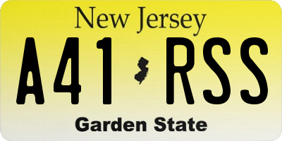 NJ license plate A41RSS
