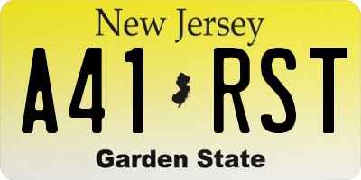 NJ license plate A41RST