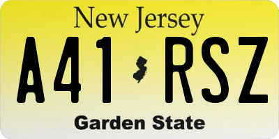 NJ license plate A41RSZ