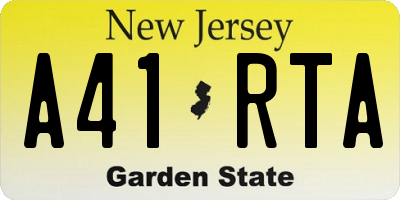 NJ license plate A41RTA