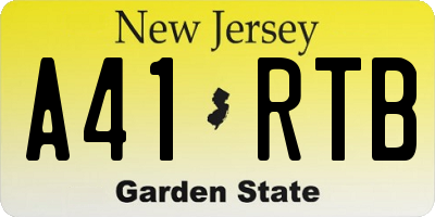 NJ license plate A41RTB