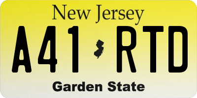 NJ license plate A41RTD