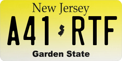NJ license plate A41RTF