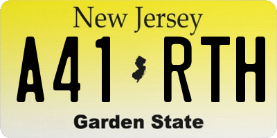 NJ license plate A41RTH