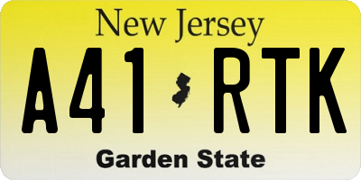 NJ license plate A41RTK
