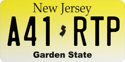 NJ license plate A41RTP