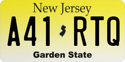 NJ license plate A41RTQ