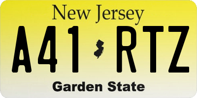 NJ license plate A41RTZ
