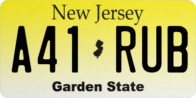 NJ license plate A41RUB