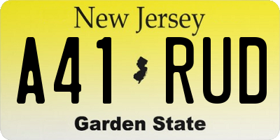 NJ license plate A41RUD