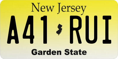 NJ license plate A41RUI