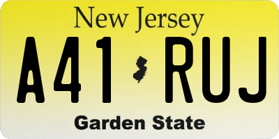 NJ license plate A41RUJ