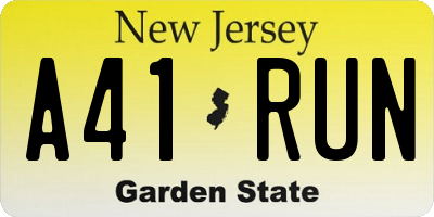 NJ license plate A41RUN