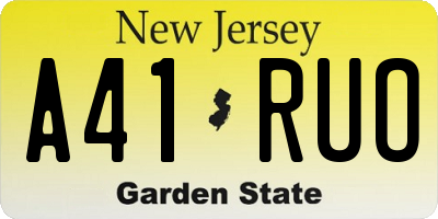 NJ license plate A41RUO