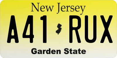 NJ license plate A41RUX